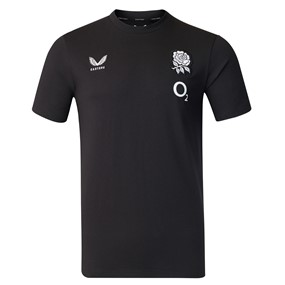 England Mens Off Pitch T-Shirt 26/27 Castore Black - Front View